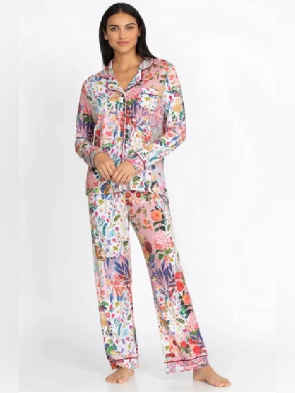 Johnny Was Pink Multi Floral Pajama Set